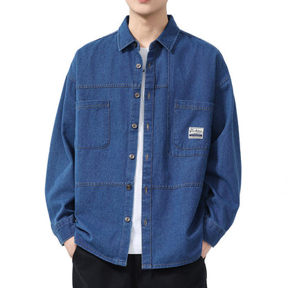 Mäns Jeansskjorta Överdimensionerad Stil 3