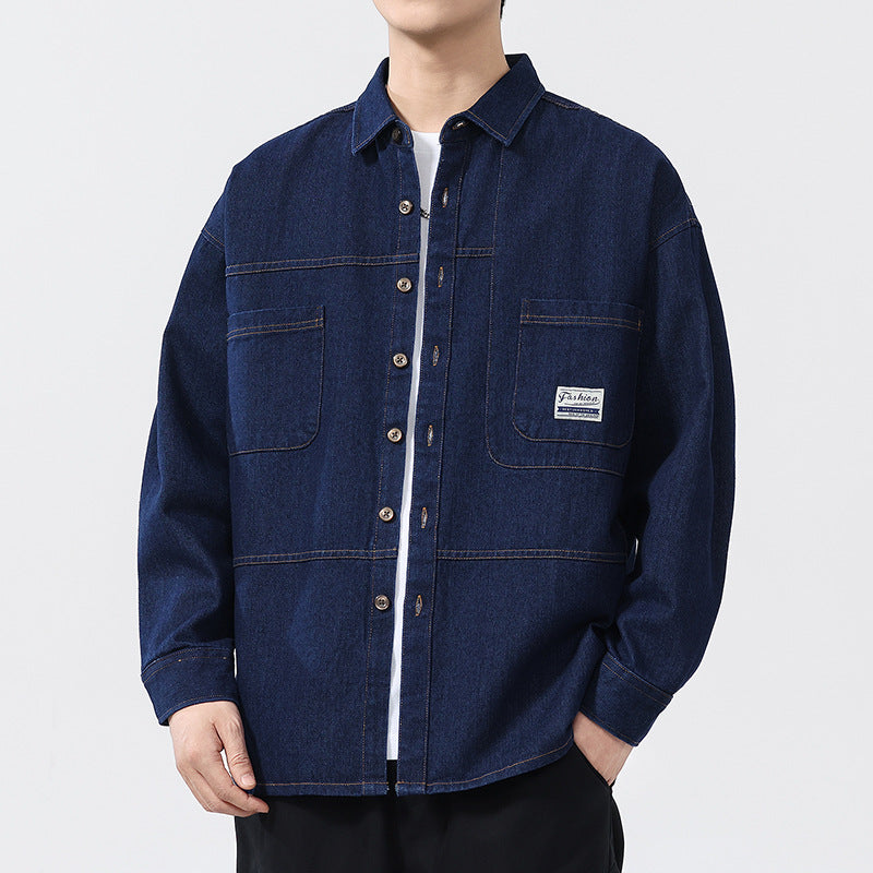 Mäns Jeansskjorta Överdimensionerad Stil 4