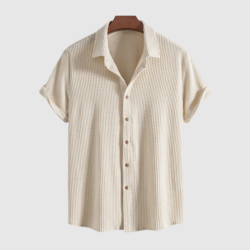 Mäns Kortärmad Skjorta och Shorts Set Avslappnad Stil 4