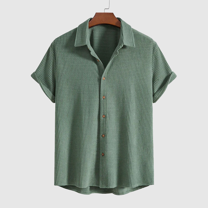 Mäns Kortärmad Skjorta och Shorts Set Avslappnad Stil 5
