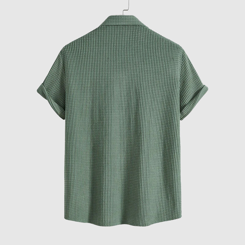 Mäns Kortärmad Skjorta och Shorts Set Avslappnad Stil 6
