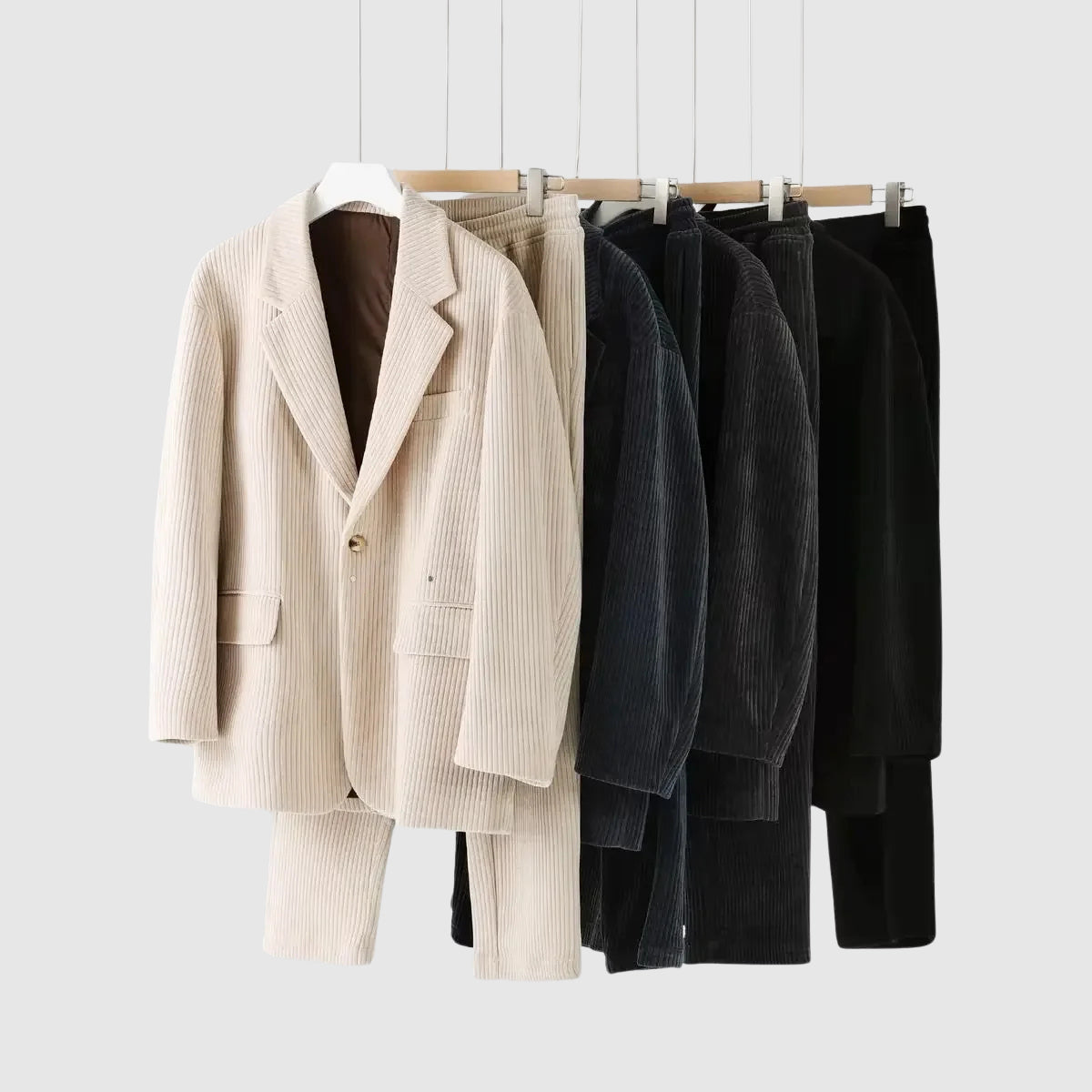 Mäns Kostym i Manchestertyg med Hackad Krage 5