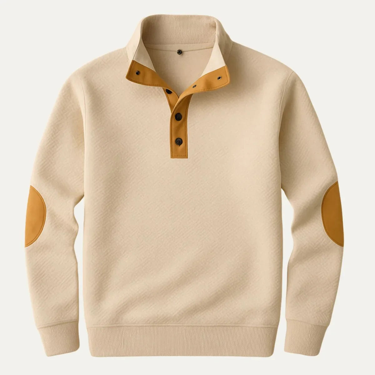 Mäns Kvartströja med Dragkedja och Läderdetaljer 1