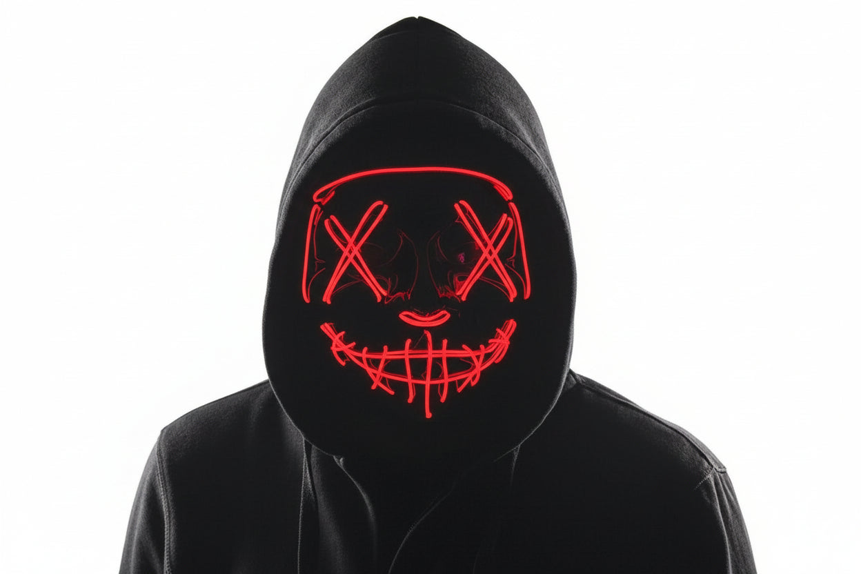 Mäns LED Halloween-mask med Anonym design 0