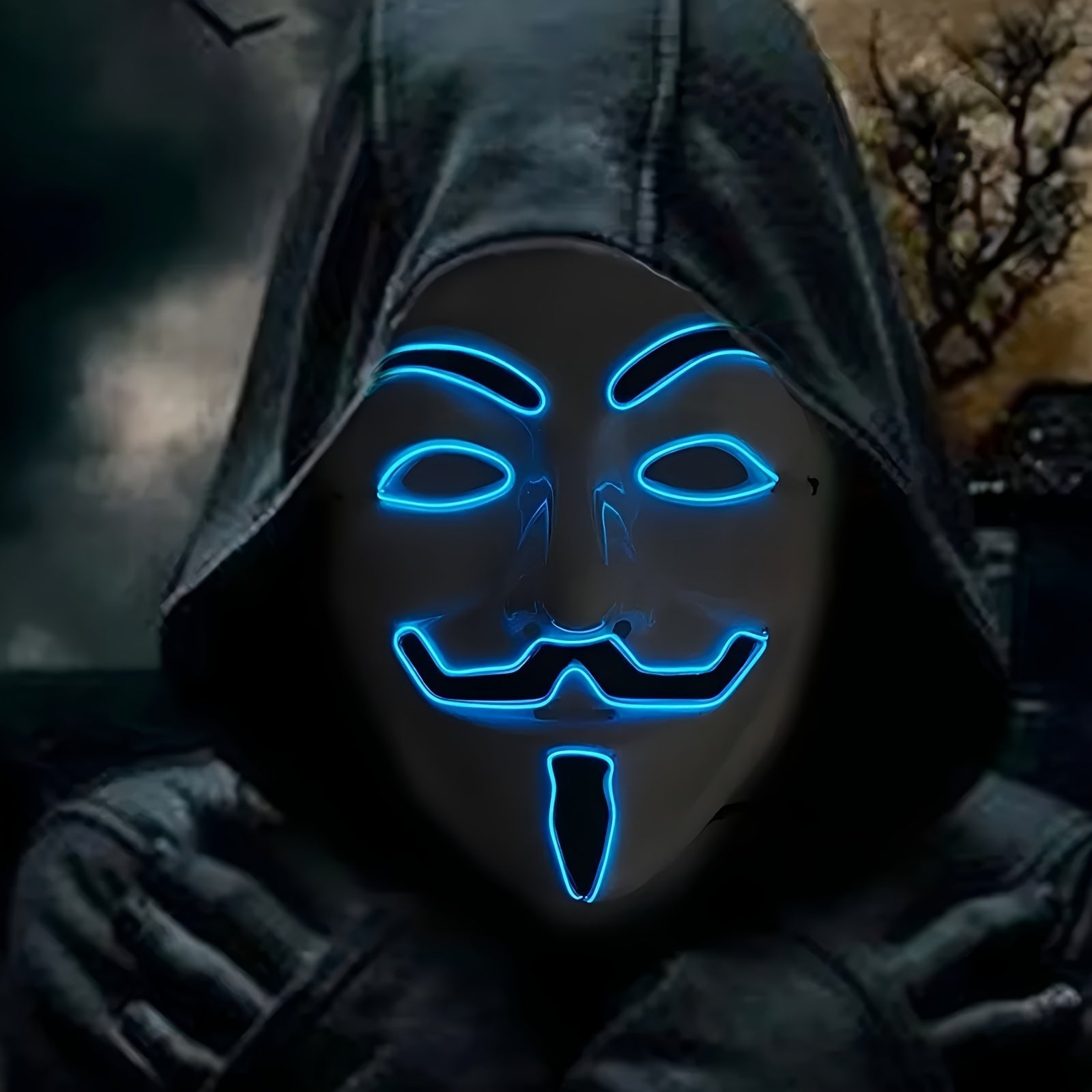 Mäns LED Halloween-mask med Anonym design 3