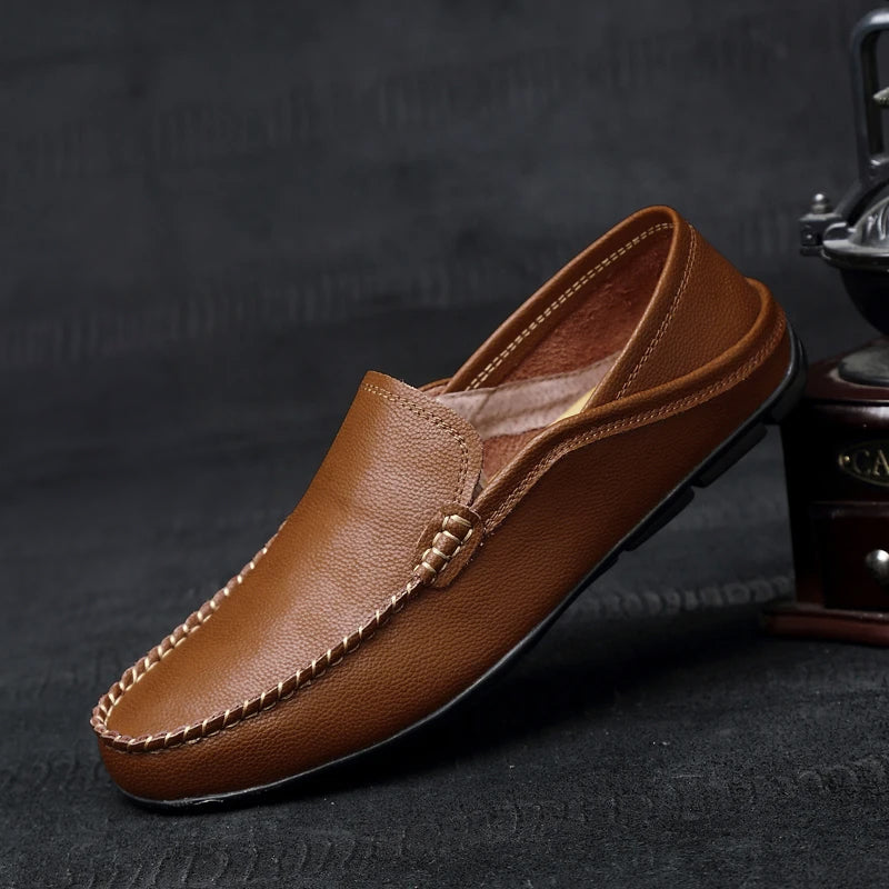 Mäns Läder Loafers för Körning 2