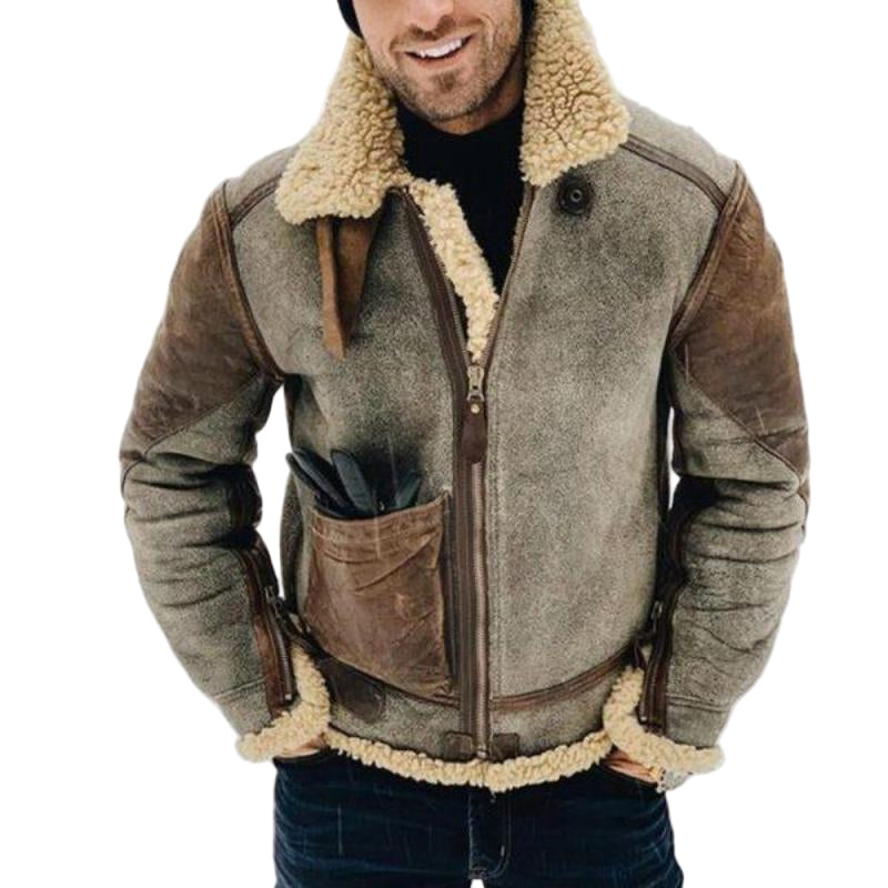 Mäns Läderjacka Slimmad Modern Stil 0