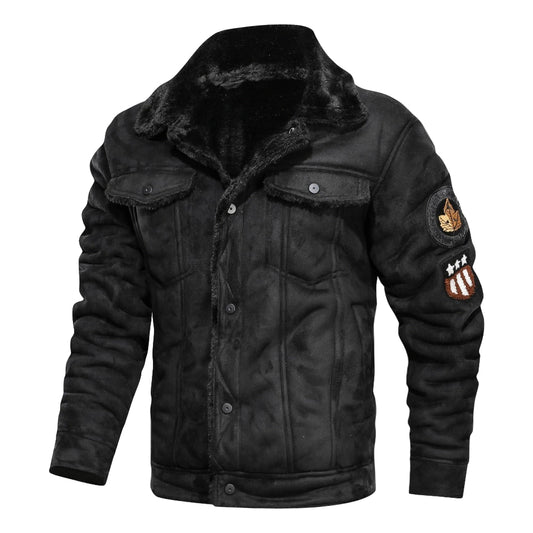 Mäns Läderjacka med Shearling Foder 0