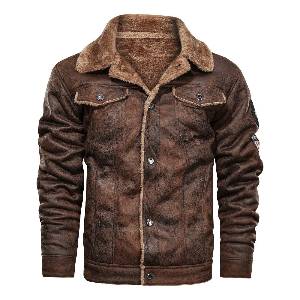Mäns Läderjacka med Shearling Foder 1