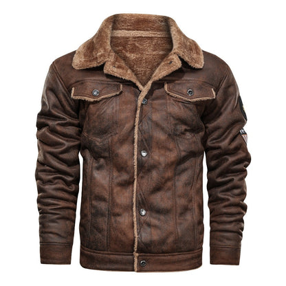 Mäns Läderjacka med Shearling Foder 1