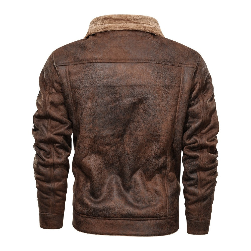 Mäns Läderjacka med Shearling Foder 2