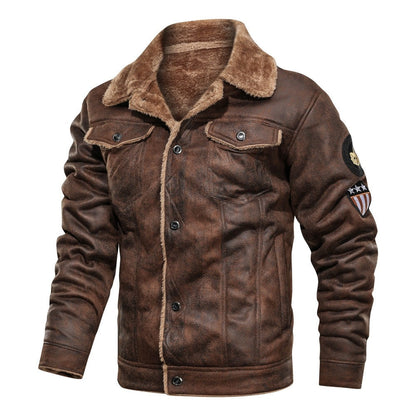 Mäns Läderjacka med Shearling Foder 4