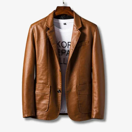 Mäns Läderjacka med Stativkrage 1