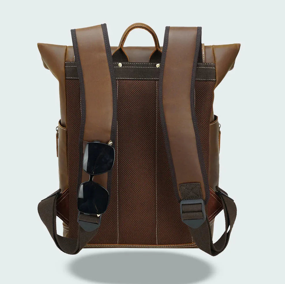 Mäns Läderryggsäck Funktionell Design 5