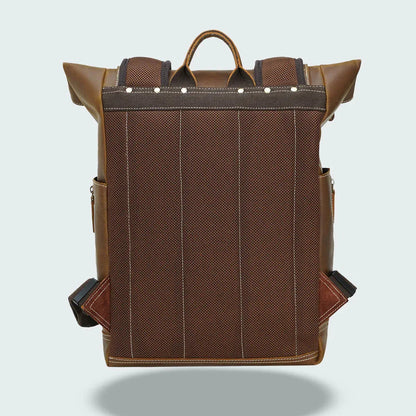 Mäns Läderryggsäck Funktionell Design 8