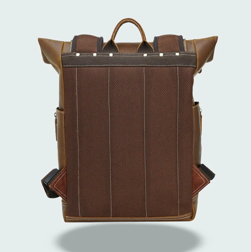 Mäns Läderryggsäck Funktionell Design 8