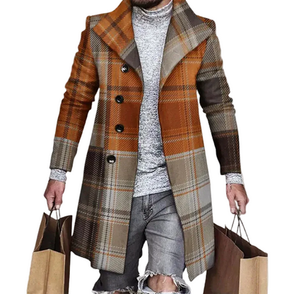 Mäns Lång Vinterjacka Rutig Design För Kalla Dagar 0