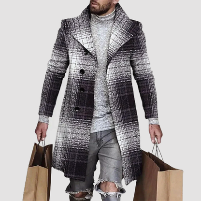Mäns Lång Vinterjacka Rutig Design För Kalla Dagar 1