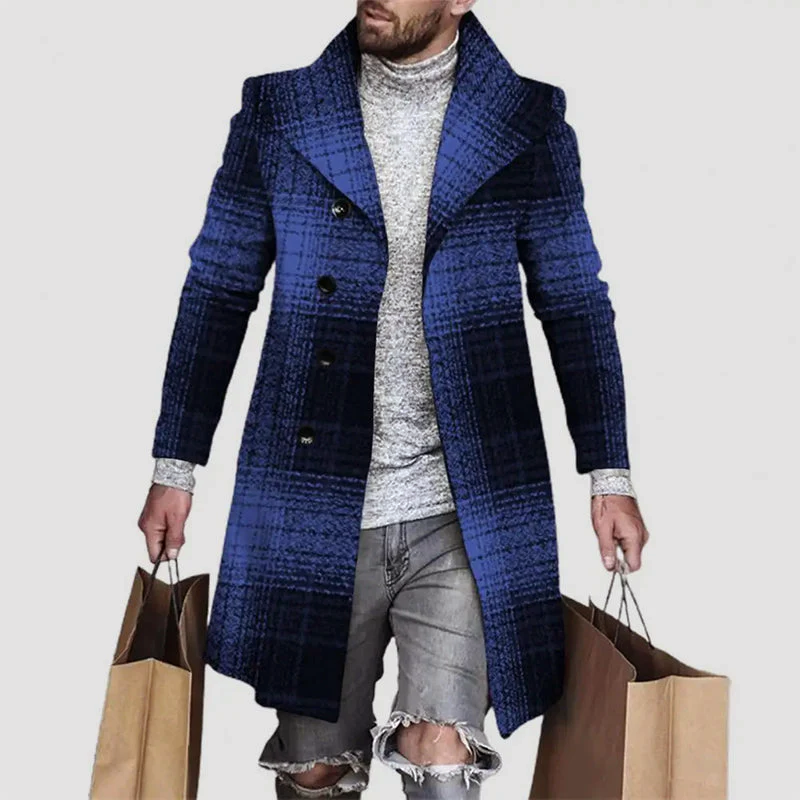 Mäns Lång Vinterjacka Rutig Design För Kalla Dagar 2