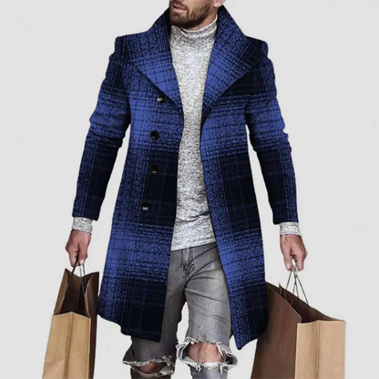Mäns Lång Vinterjacka Rutig Design För Kalla Dagar 2