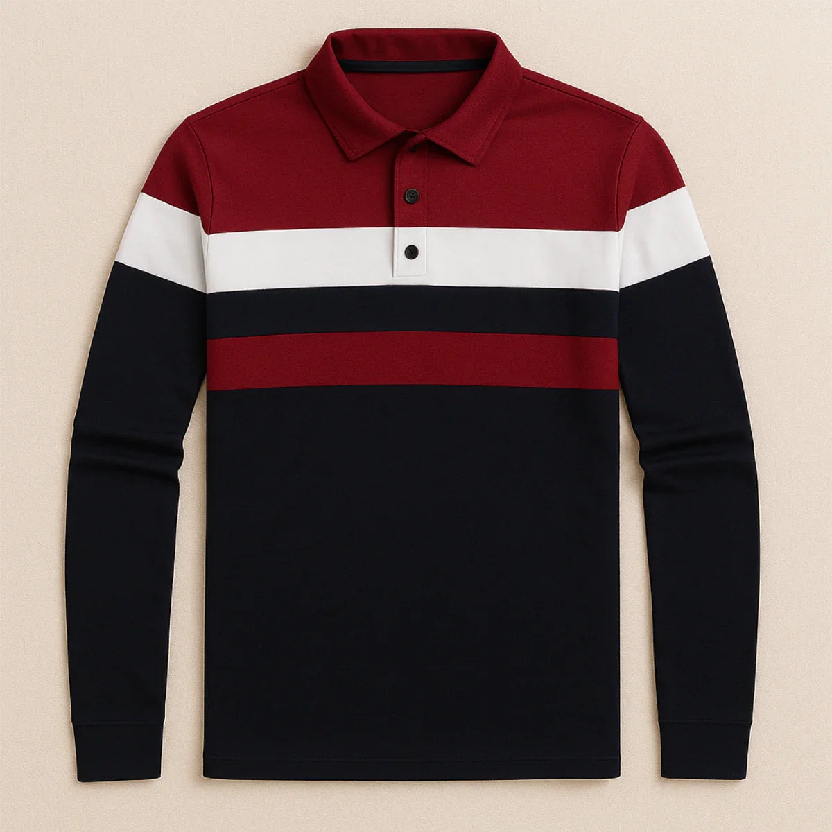 Mäns Långärmad Pikétröja Randig 6