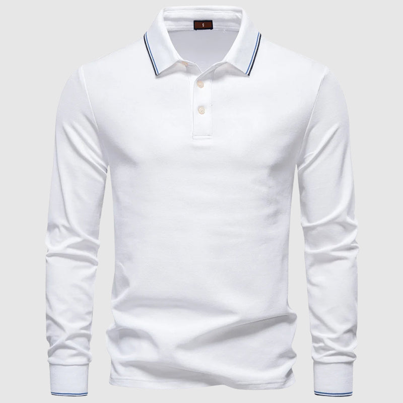 Mäns Långärmad Pikétröja Slim Fit 2
