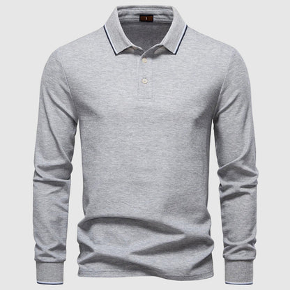 Mäns Långärmad Pikétröja Slim Fit 3