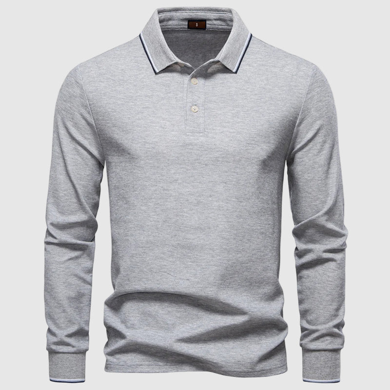 Mäns Långärmad Pikétröja Slim Fit 3
