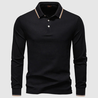 Mäns Långärmad Pikétröja Slim Fit 4