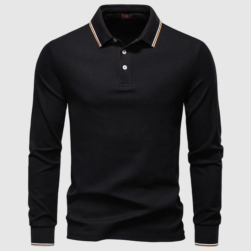 Mäns Långärmad Pikétröja Slim Fit 4