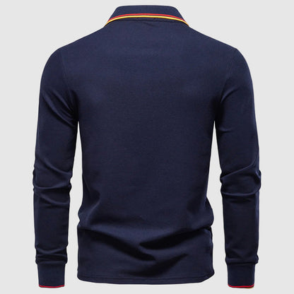 Mäns Långärmad Pikétröja Slim Fit 5