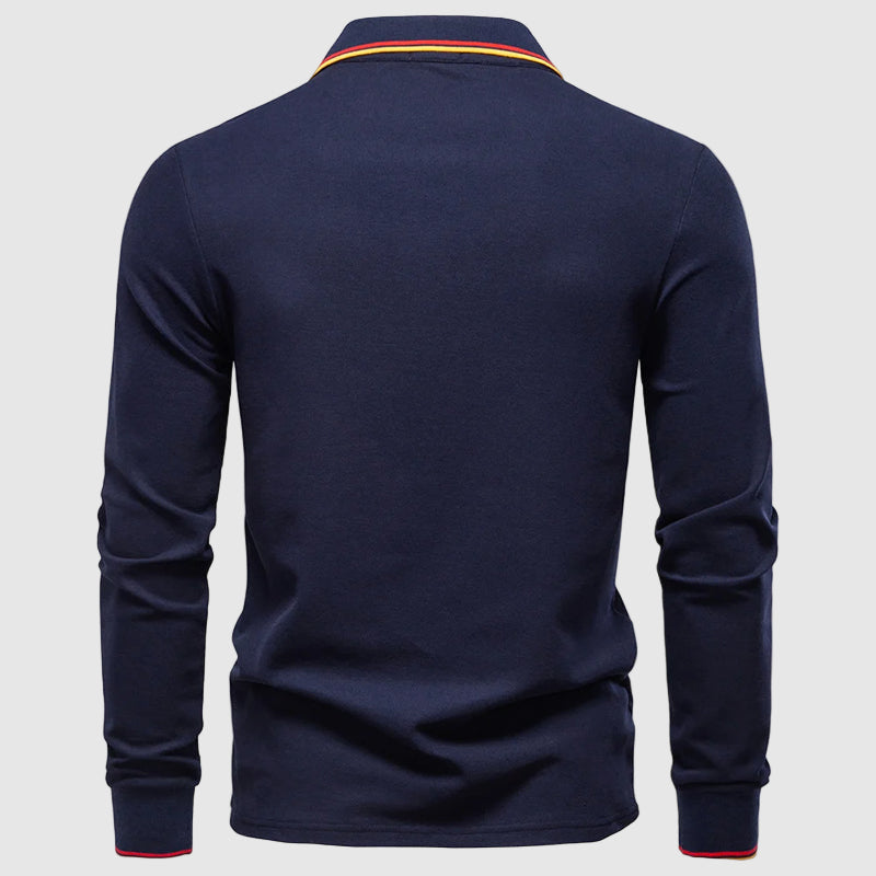 Mäns Långärmad Pikétröja Slim Fit 5