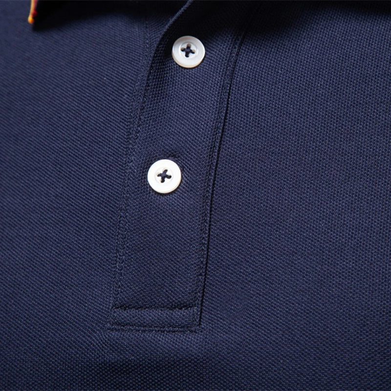 Mäns Långärmad Pikétröja Slim Fit 6