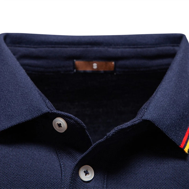 Mäns Långärmad Pikétröja Slim Fit 7