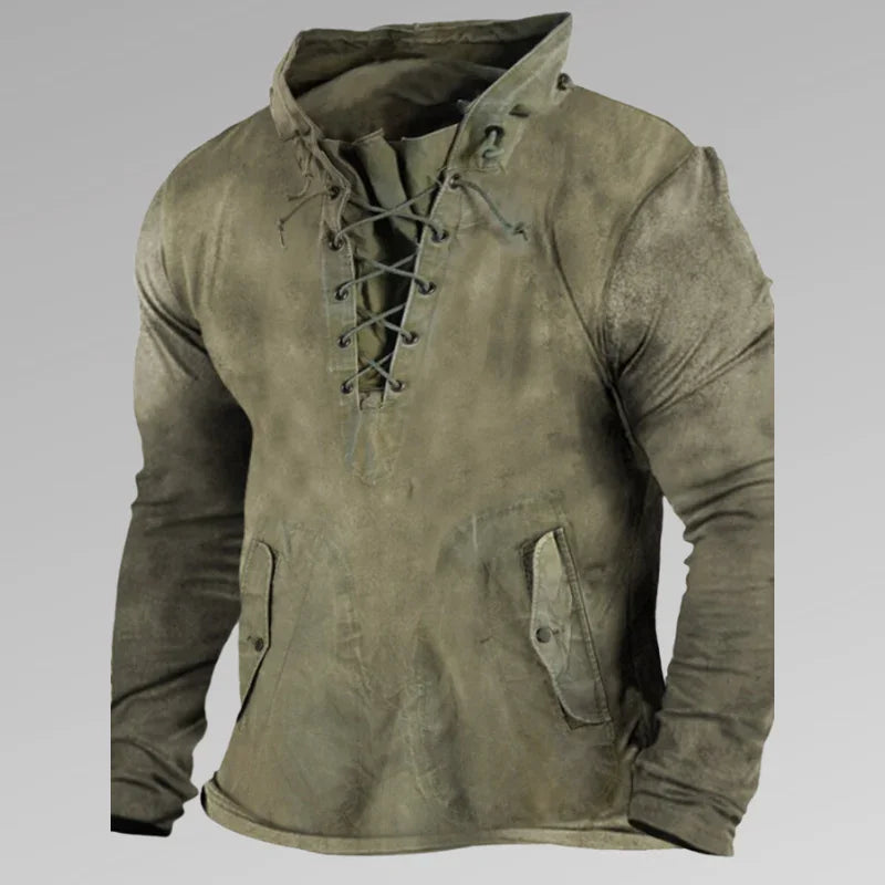 Mäns Långärmad Skjorta med Snörning 1