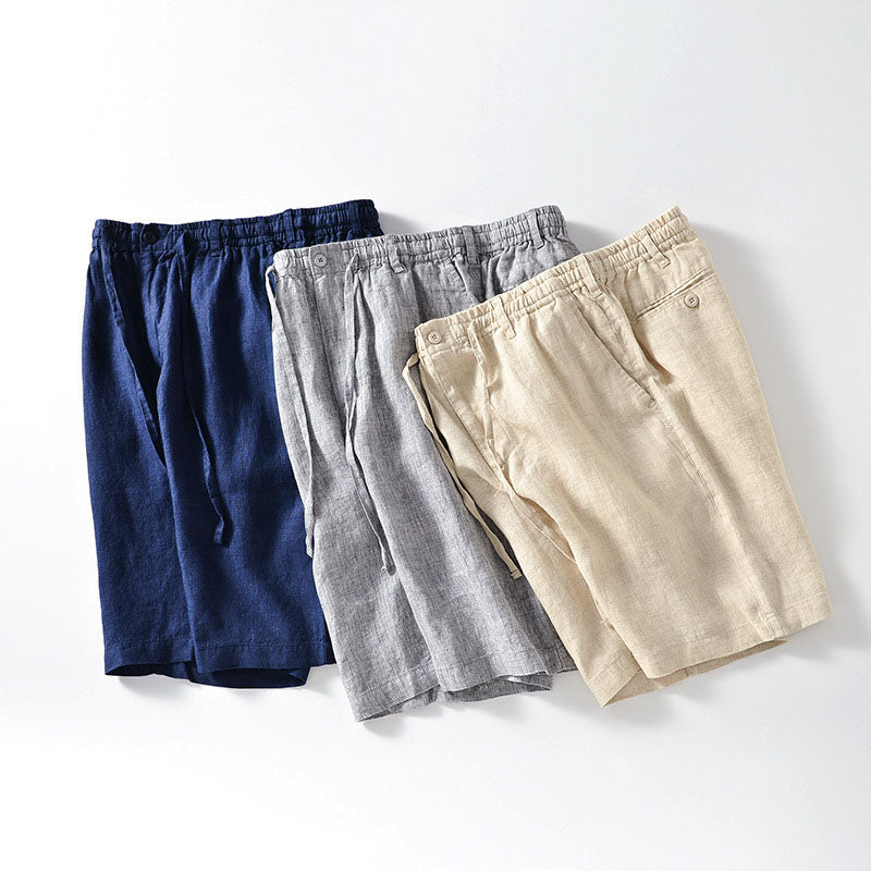 Mäns Linneshorts med Elastiskt Midjeband 1