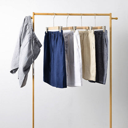 Mäns Linneshorts med Elastiskt Midjeband 7