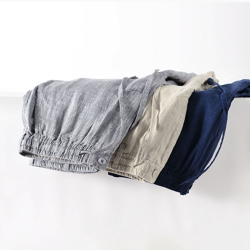 Mäns Linneshorts med Elastiskt Midjeband 8