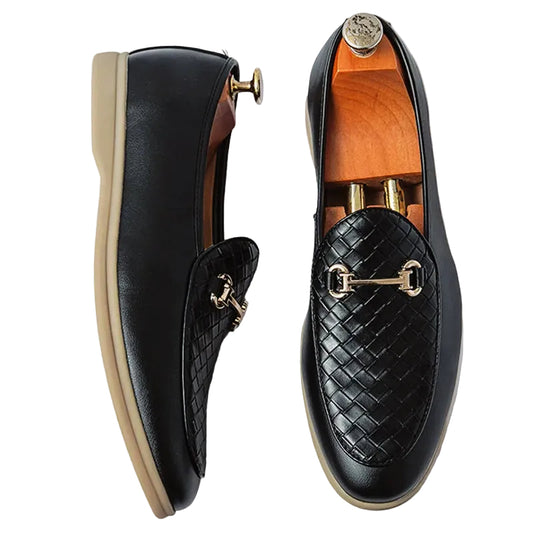 Mäns Loafers Klassisk Stil med Vävd Vamp och Hästbitsdetalj 0