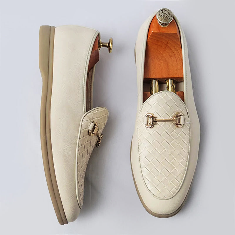 Mäns Loafers Klassisk Stil med Vävd Vamp och Hästbitsdetalj 1