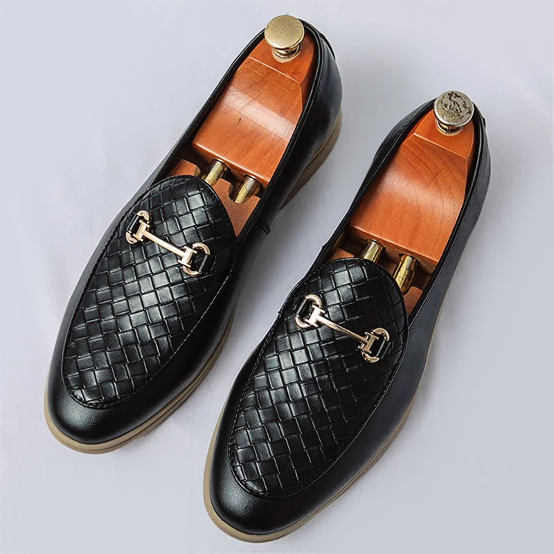 Mäns Loafers Klassisk Stil med Vävd Vamp och Hästbitsdetalj 2