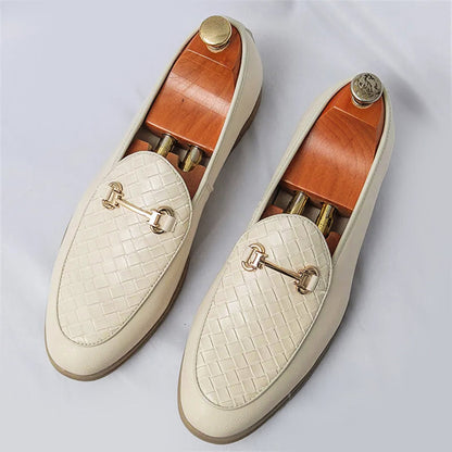 Mäns Loafers Klassisk Stil med Vävd Vamp och Hästbitsdetalj 3