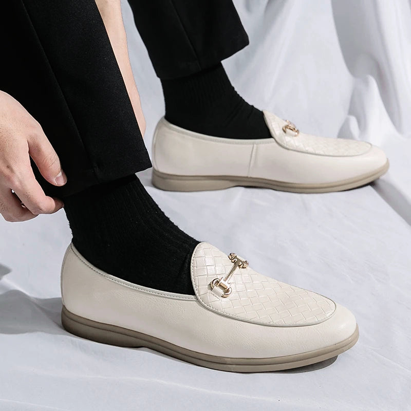 Mäns Loafers Klassisk Stil med Vävd Vamp och Hästbitsdetalj 4