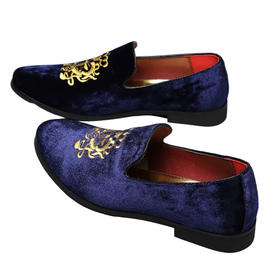 Mäns Loafers Slip-On med Gyllene Detaljer och Röd Innersula 0