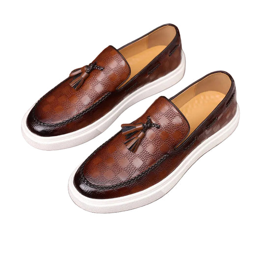 Mäns Loafers med Präglad Textur och Tofs 0