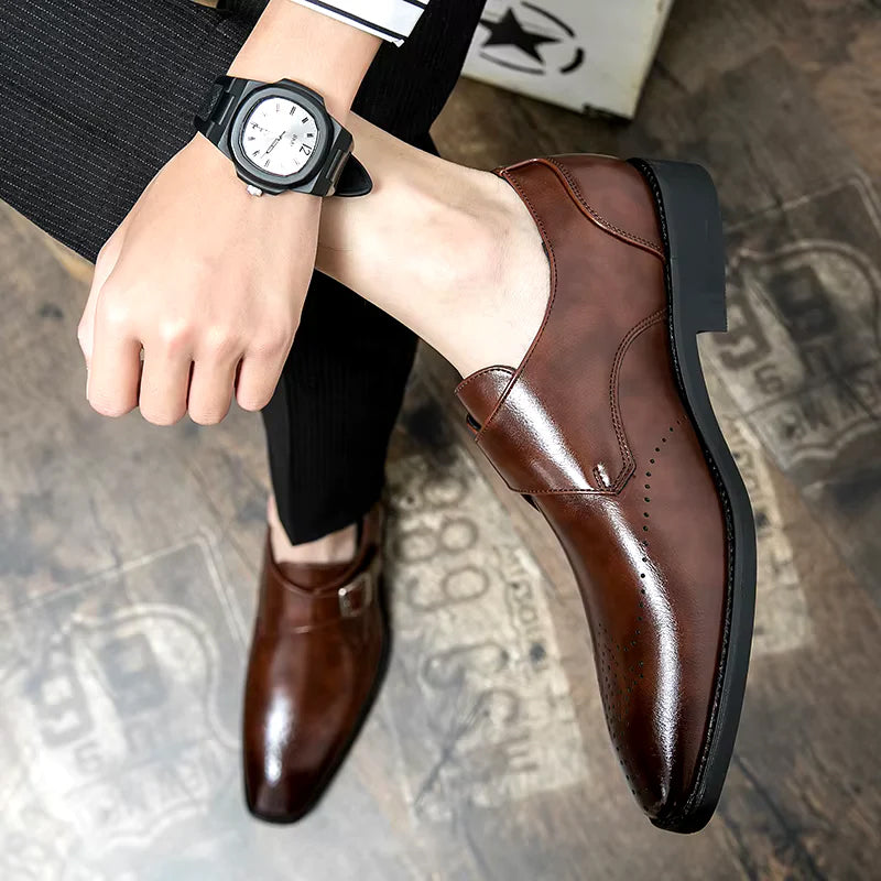 Mäns Monk Strap Dress Shoes Klassisk Stil 4