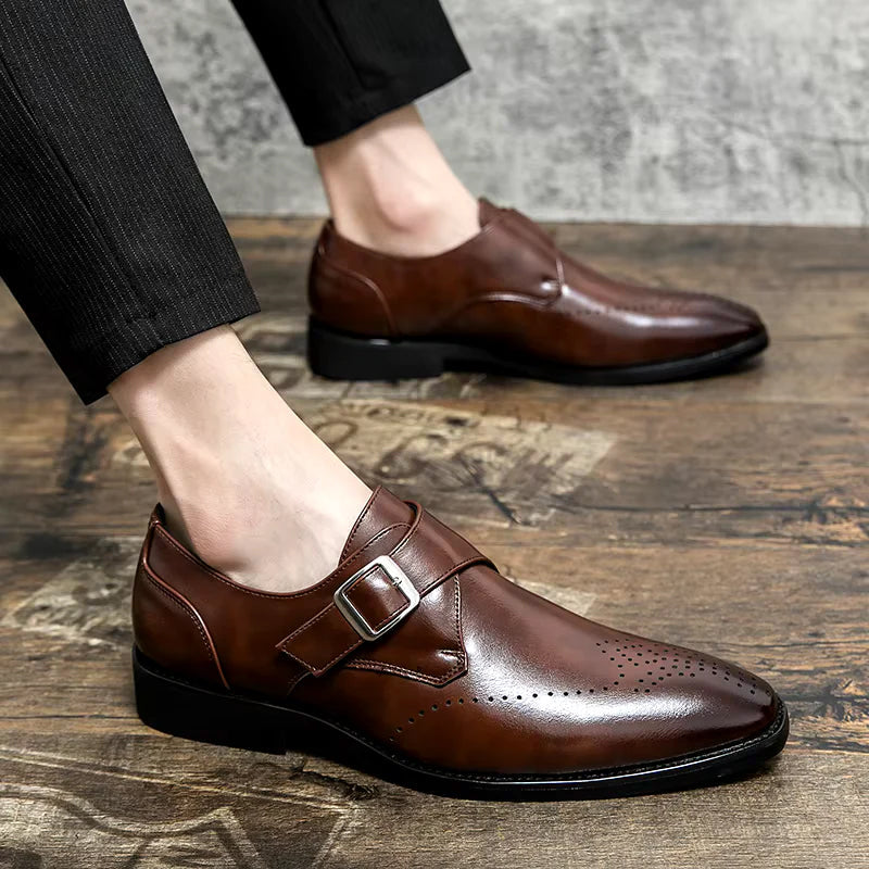 Mäns Monk Strap Dress Shoes Klassisk Stil 5