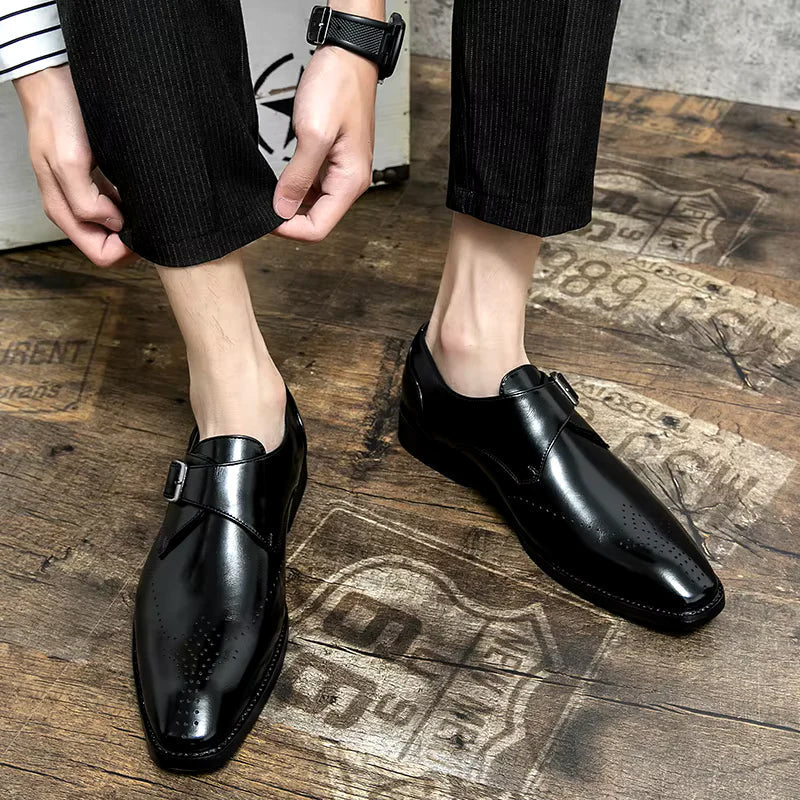 Mäns Monk Strap Dress Shoes Klassisk Stil 6