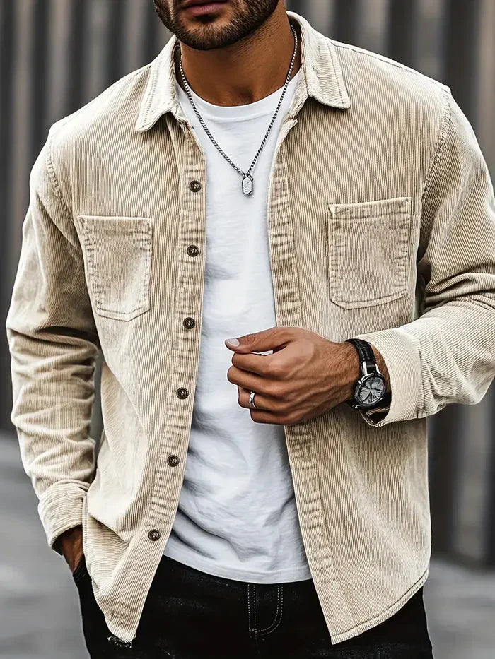 Mäns Overshirt Långärmad Casual 1