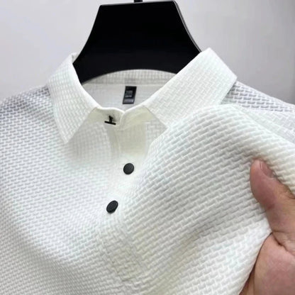 Mäns Piketröja Korta Ärmar Texturerad Slimmad Stil 1